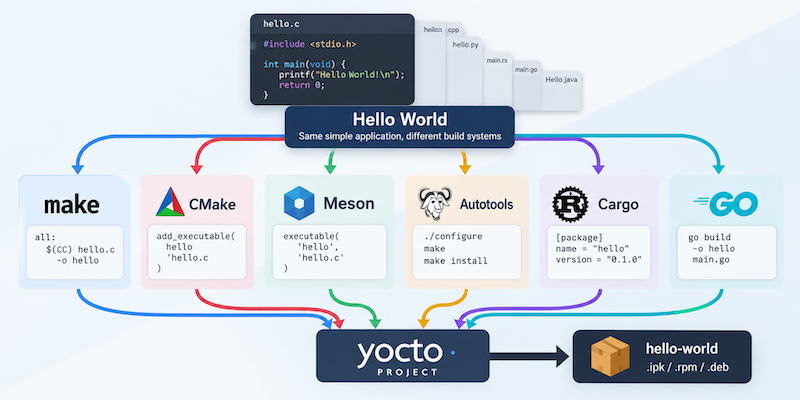 Hello World, 20 Different Ways: A Collection of Yocto Recipe Examples